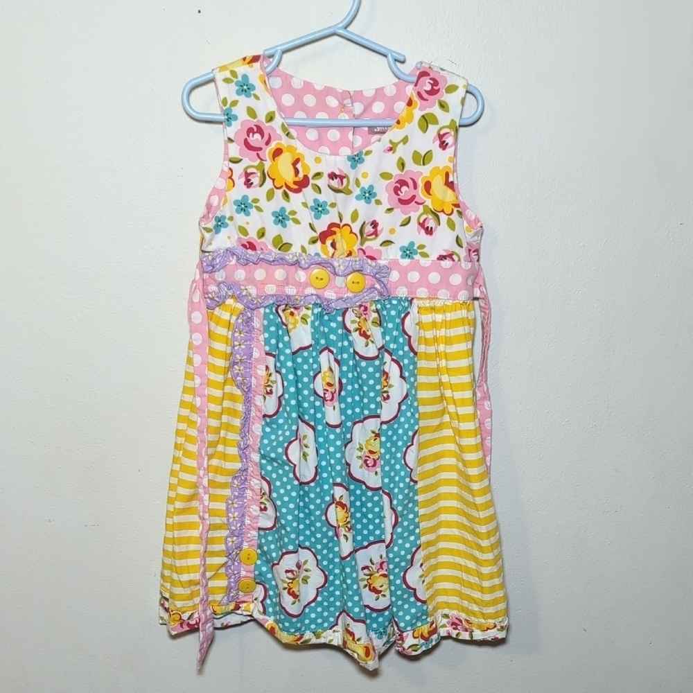 Jelly the Pug Sally Woven Dress Maiden Collection Polka Dot Stripe Floral Size 6